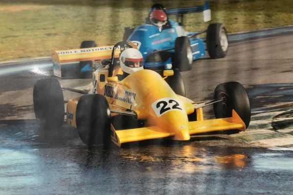 Mike Doble, Formula 2000 flicking through the old Russel Bend at Snetterton, 1994
