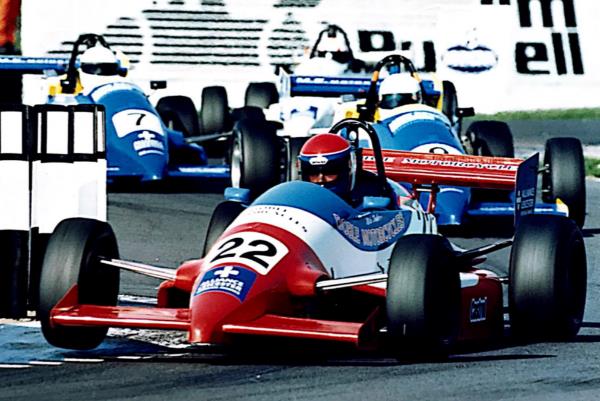 Mike leading the field through the Esses at Donington Park, 1996